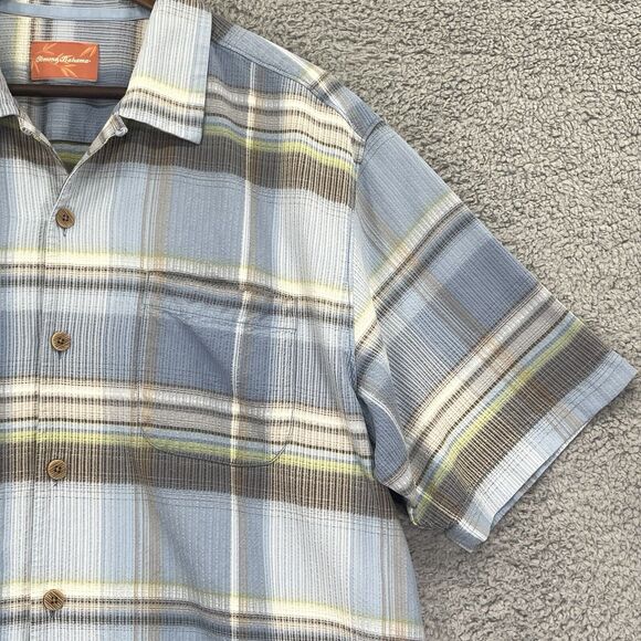 Tommy Bahama‎ Button Up Shirt Men L Blue Pocket Collared Short Sleeve Silk T05 - Picture 3 of 13
